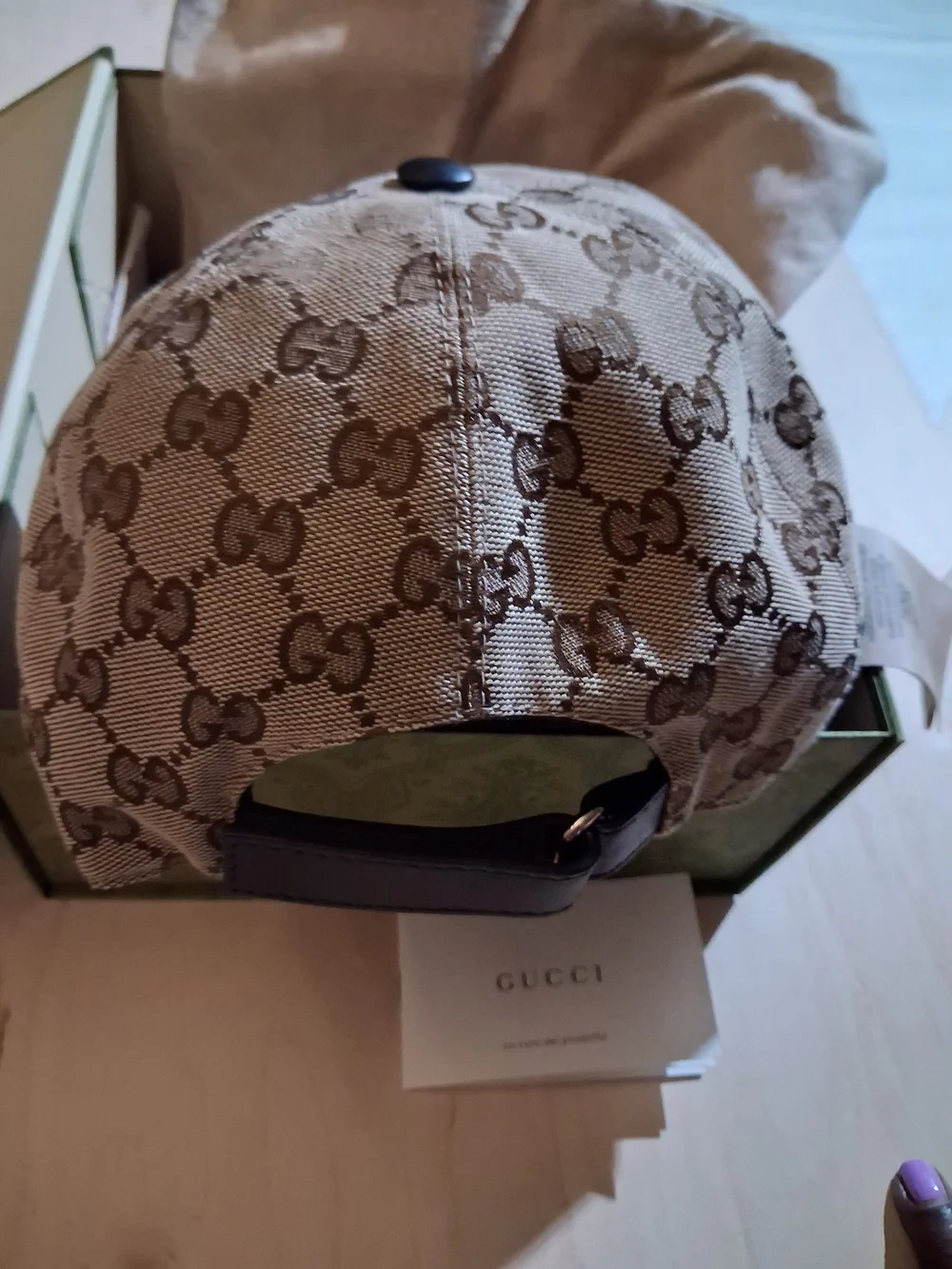 Gucci Brown/Beige GG Canvas Baseball Cap with Black Interior
